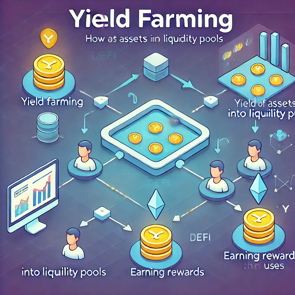 Diagram showing how yield farming works in DeFi