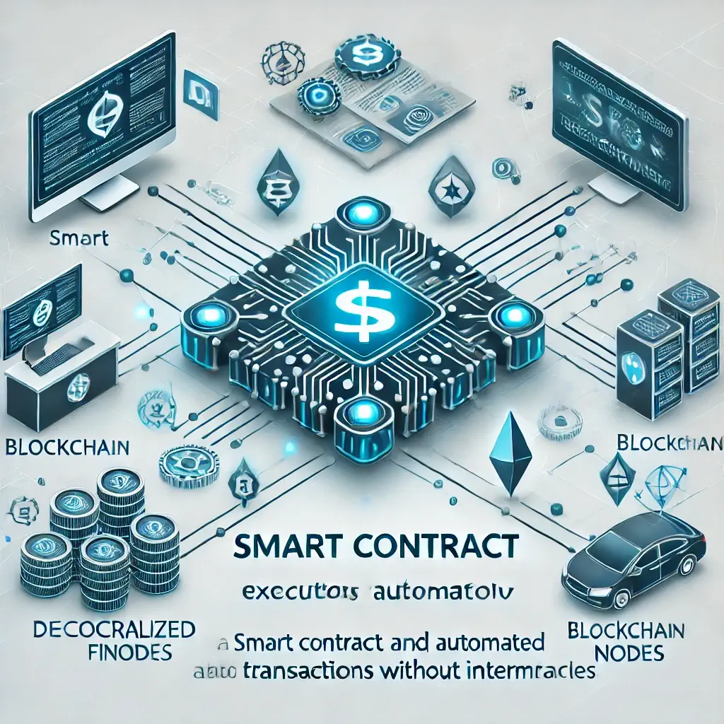 Diagram showing how a smart contract executes transactions in DeFi