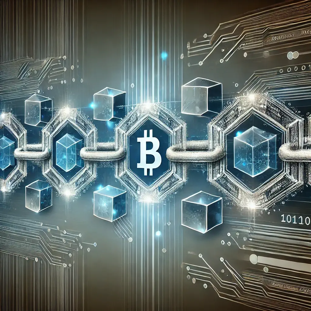 Banner image illustrating blockchain technology with digital blocks, data chains, and a tech-inspired background.