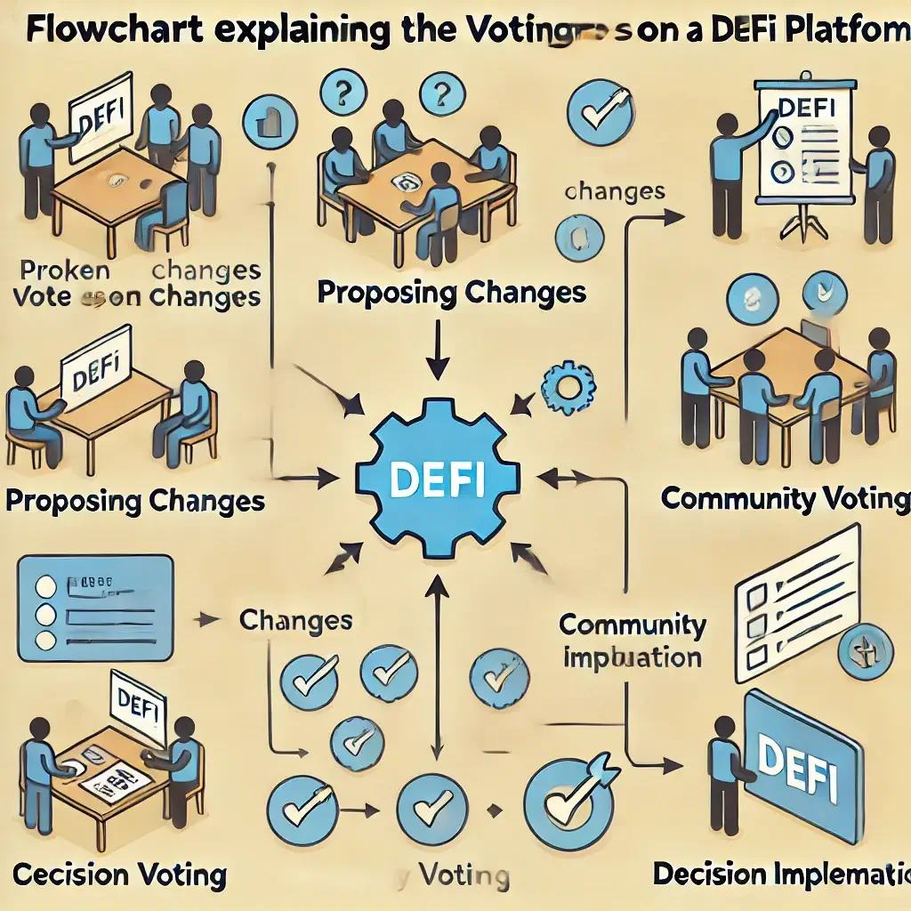 Flowchart explaining the voting process on a DeFi platform