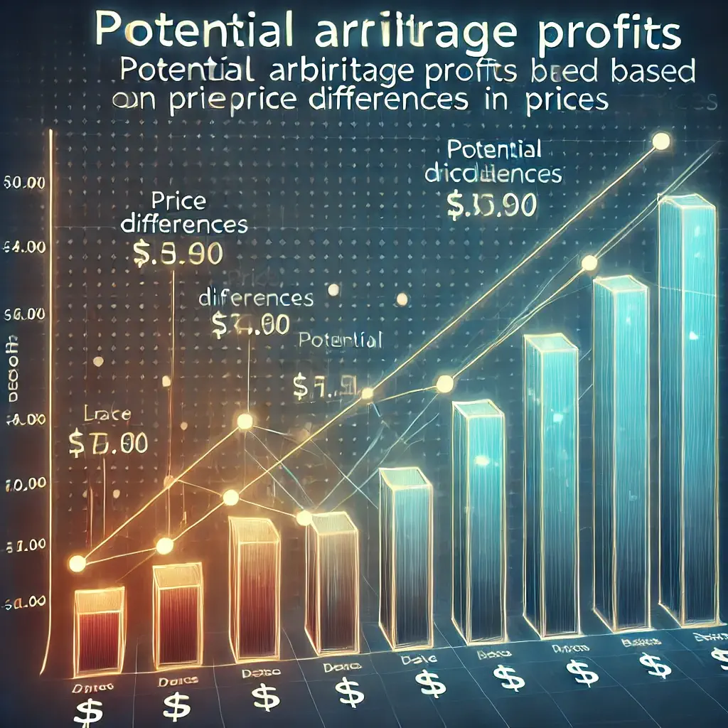 Graph showing potential arbitrage profits based on price differences in DeFi