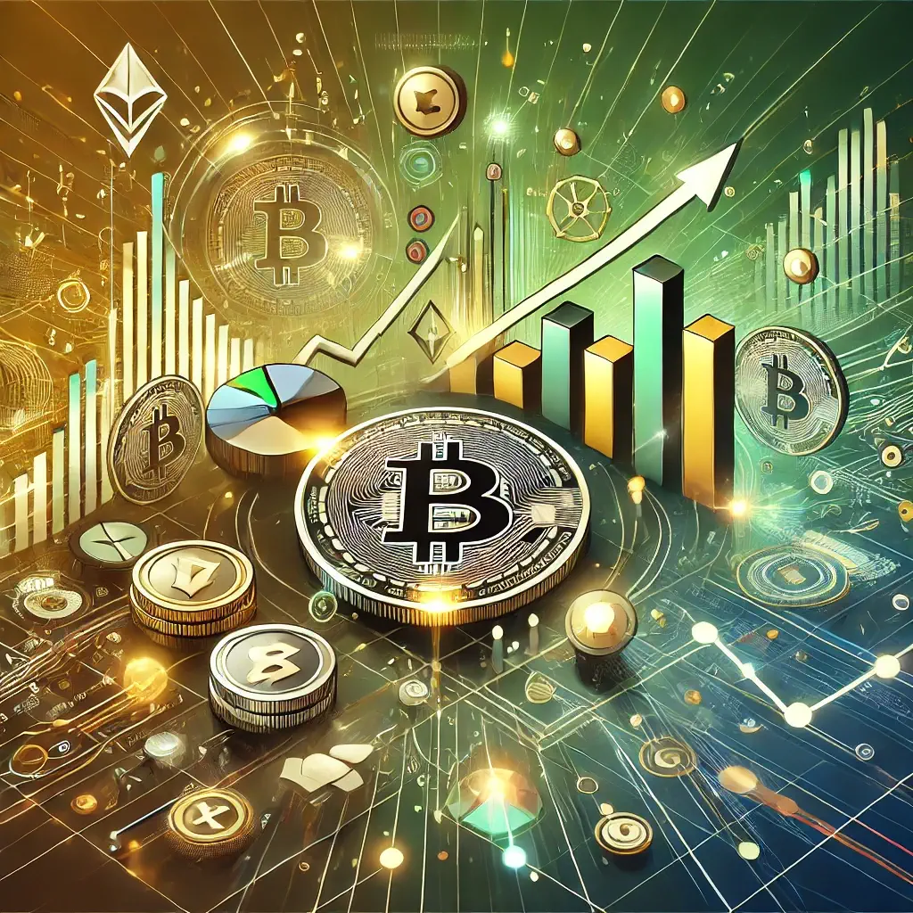 Graphic representation of the growth of Decentralized Finance (DeFi) and Non-Fungible Tokens (NFTs) in the cryptocurrency market