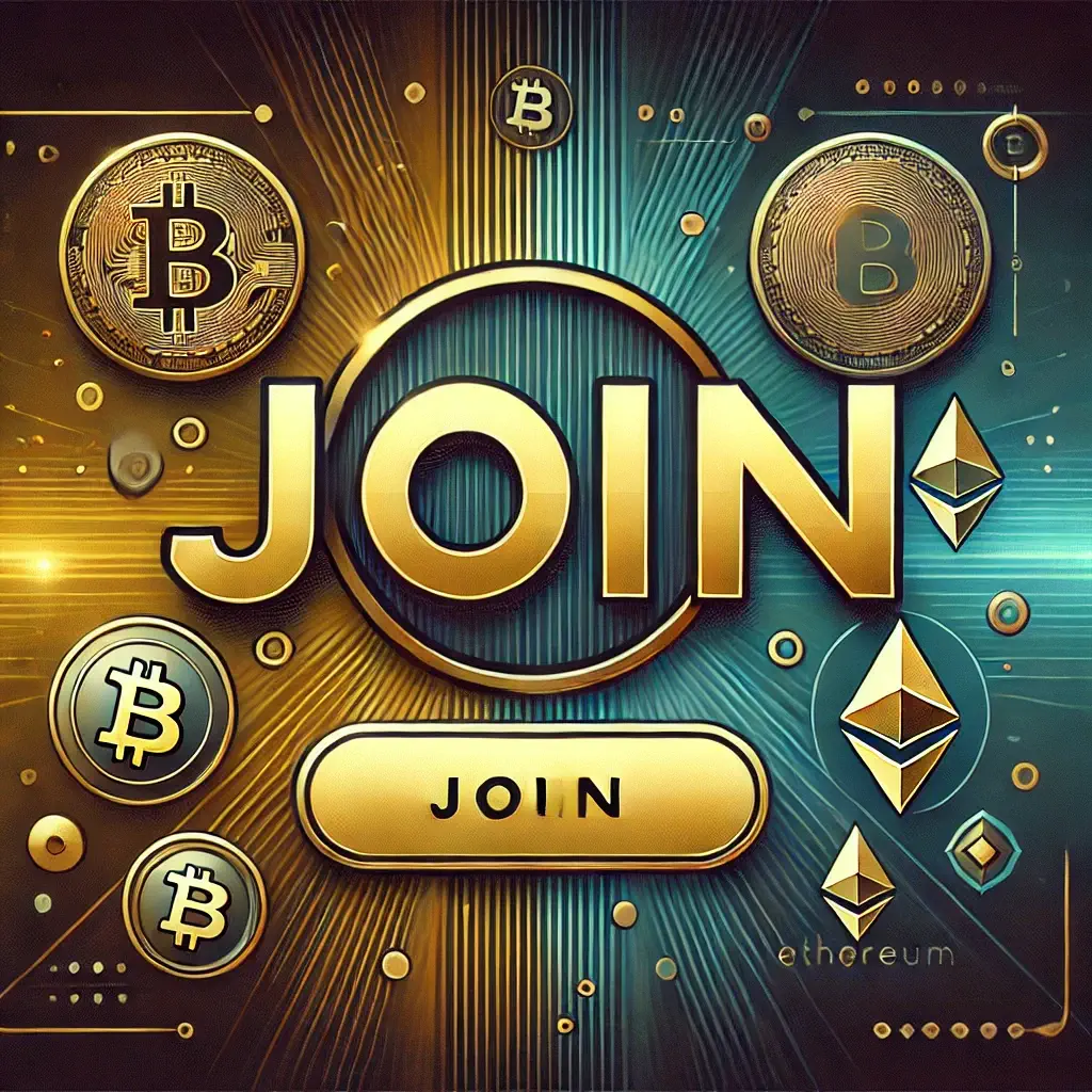 Simple and bold CTA image with the word 'Join' for a cryptocurrency newsletter or article conclusion.